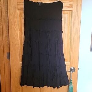 Black Bohemian Layered Ruffled Skirt